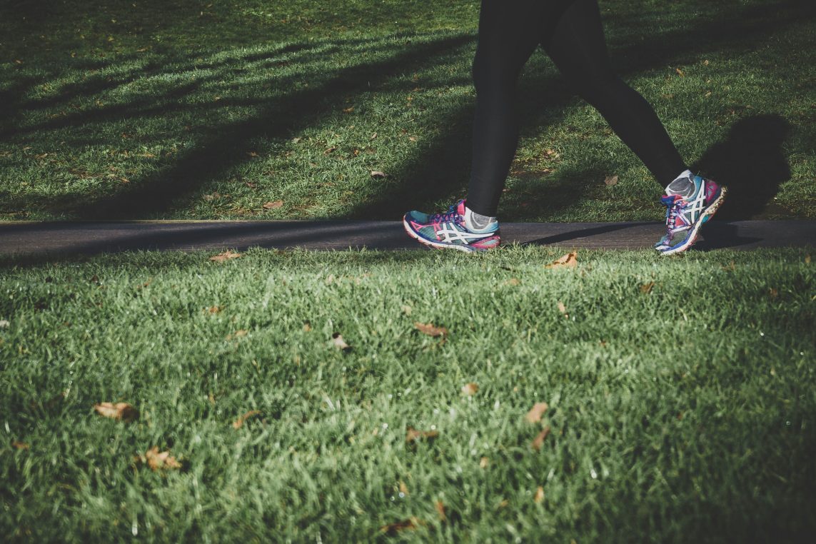 Someone walking in a park